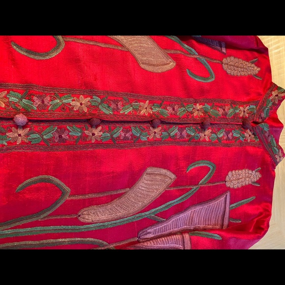 Vintage Handmade Raw Silk Jacket hand Embroidered - Picture 10 of 15